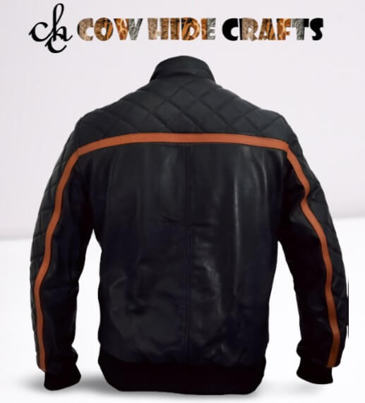 Black Quilted Leather Jacket image 3