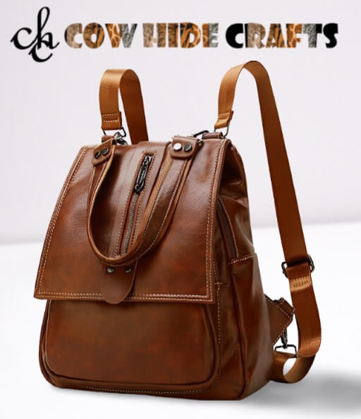Vintage Brown Leather Backpack image 0