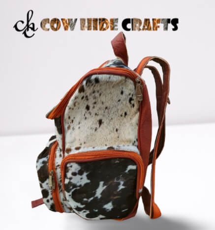 Tricolor large spacious cowhide backpack.