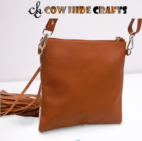 Tan leather crossover partywear bridal purses.