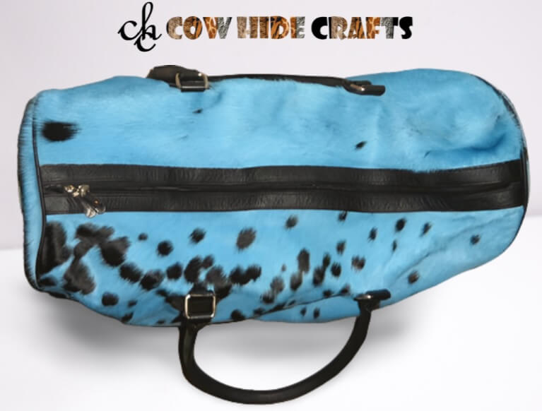 Blue cowhide duffle bag image 2