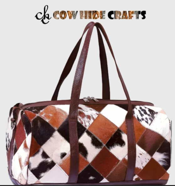 Colorful Patchwork Cowhide Duffle image 0