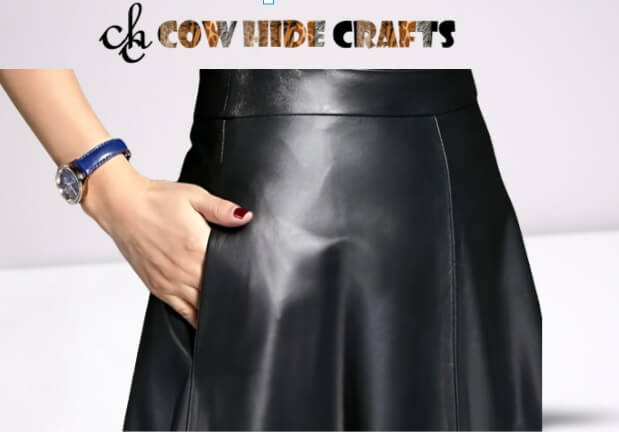 Side pocket Office Wear Sheepskin Black Skirt