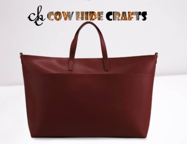 Maroon Leather Tote image 2