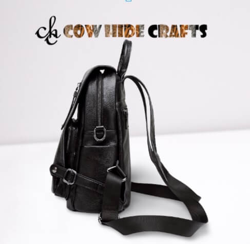 Convertible Black Leather Backpack image 1