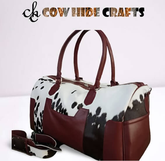 Maroon Leather Duffle Bag image 1