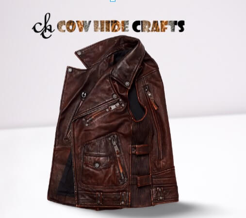 Bike Rally Riders Leather vest with elastic waist.