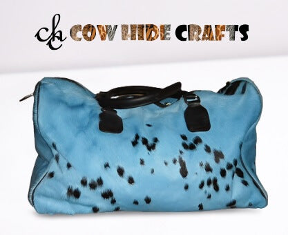 Blue cowhide duffle bag image 1