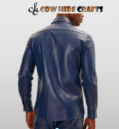 Waxed leather bum length light weight blazer.