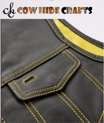 Men partywear vibrant color leather vests.