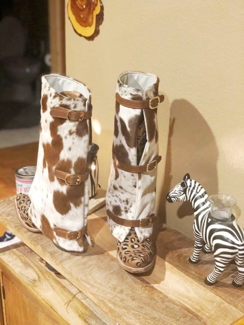 Removeable long boots cowhide covers with buckles