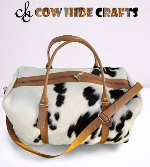 Western style cowhide weekend duffle