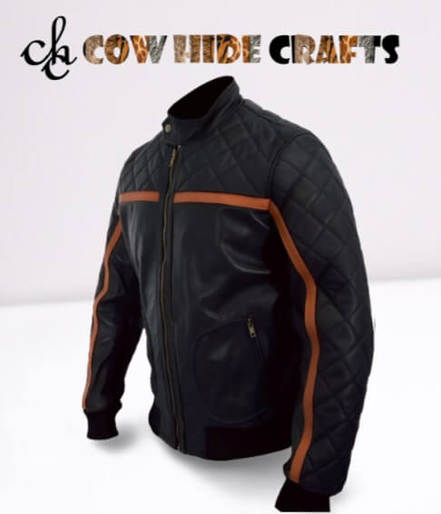 Black Quilted Leather Jacket image 2