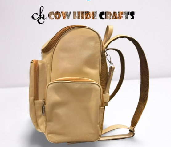 Multiple Pocket Leather Backpack - Travel Nappy Nursing Road Trip Rucksack