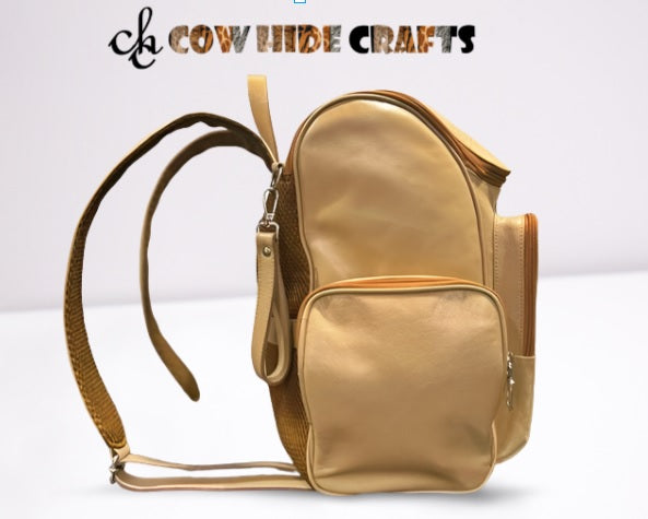 Multiple Pocket Leather Backpack - Travel Nappy Nursing Road Trip Rucksack
