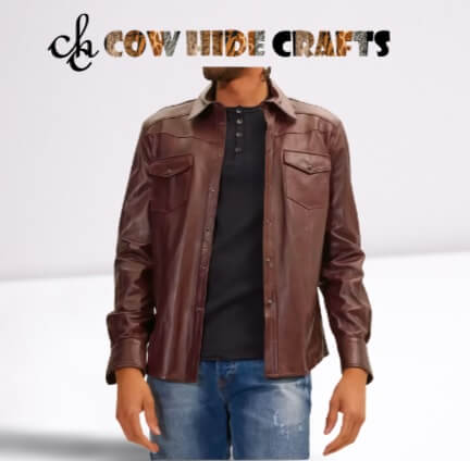 Classic shirt collar partywear men's lambskin garments.