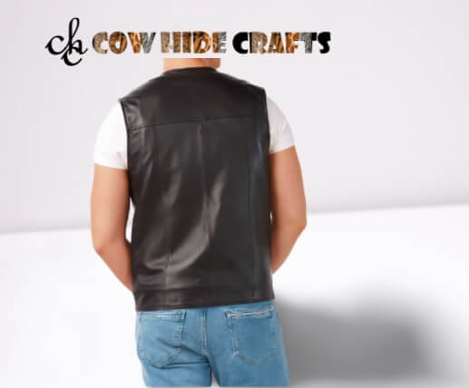 Hidden zipper closure leather jacket for women.