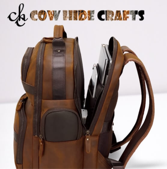 Vintage Leather Laptop Backpack image 1