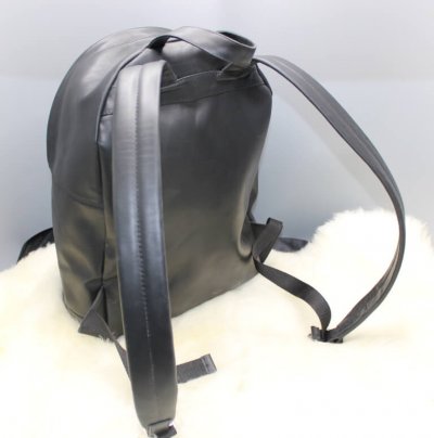 Black leather rucksack adjustable straps