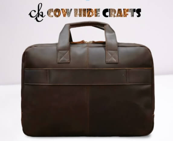 Brown leather bag laptop sleeve interior