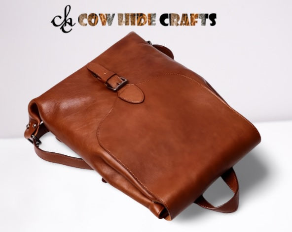 Men's leather backpack for hiking