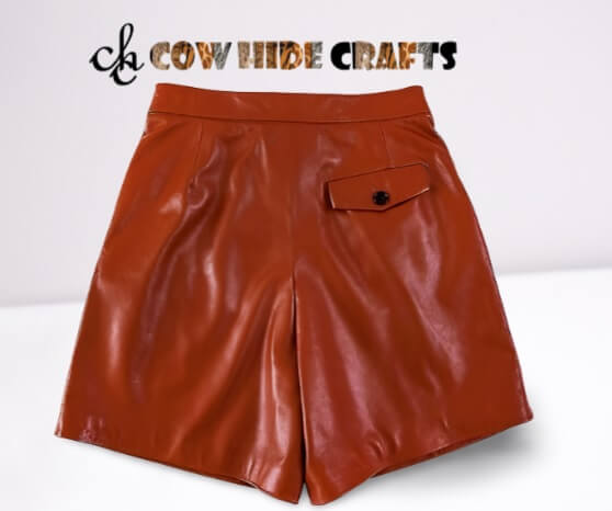 Tan leather mini skirt women styled for casual outing