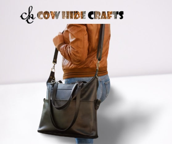 2 in 1 leather satchel and messenger large shopper handbag.