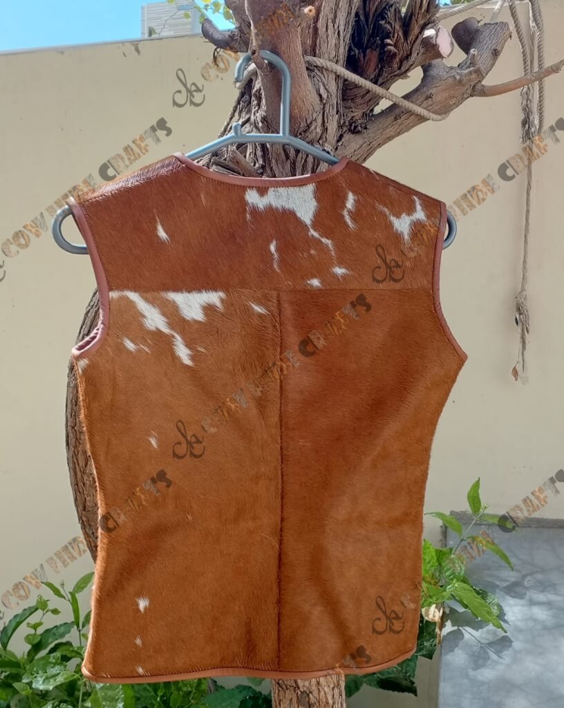 cow print leather vest design