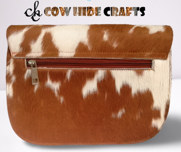 Cowhide clutch front back exterior pockets