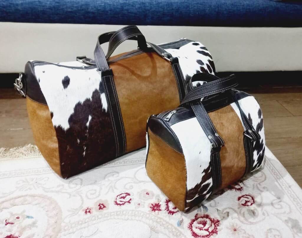 cowhide duffle bag set for couples travel