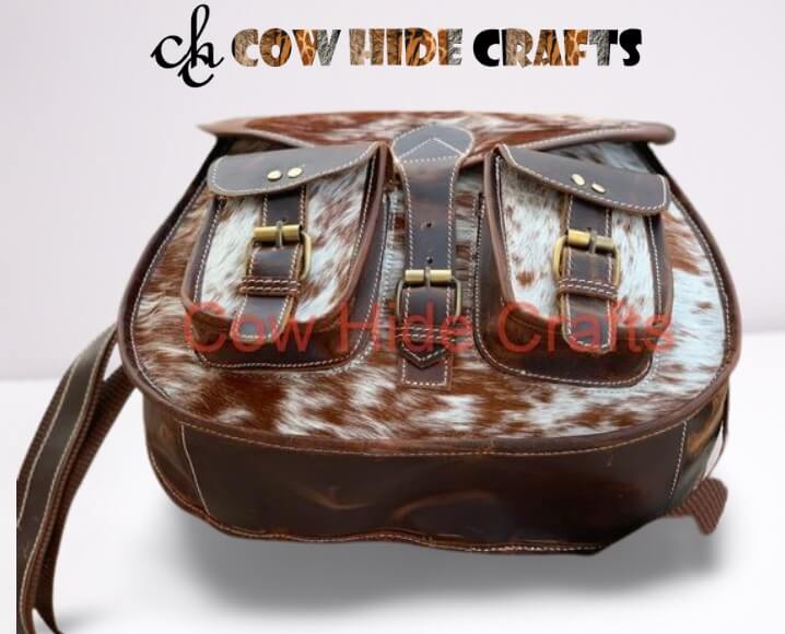 Cowhide crossbody bag semi round base silhouette