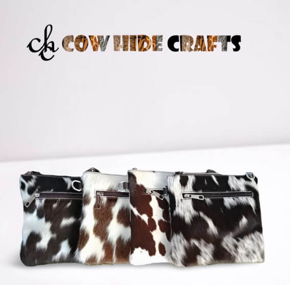 Cowhide crossbody clutch outside zipper pocket