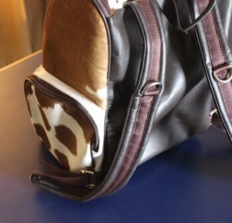 Cowhide leather backpack four outer pockets