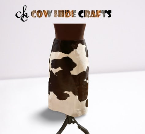 Seamless high-waisted waistband detail on cowhide midi skirt