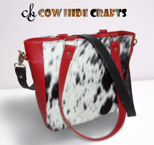 Cowhide red leather bag long detachable strap