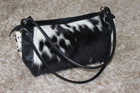 Cowhide shoulder purse dual leather handles