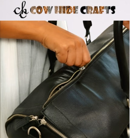 Fully Expandable Cowhide Garment Carry all overnight duffle
