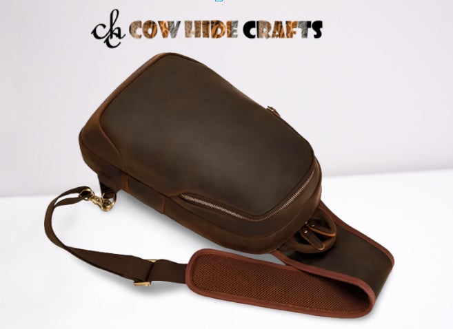 Crossbody chest bag two main zipper compartments