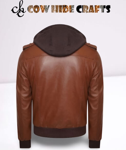 Elastic rib knitting waist and sleeve on brown wing jacket