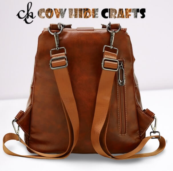 Vintage Brown Leather Backpack image 1