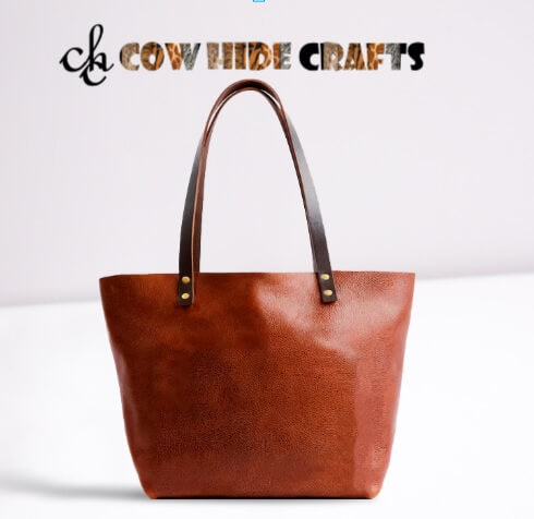 Grain leather tote bag brown vintage