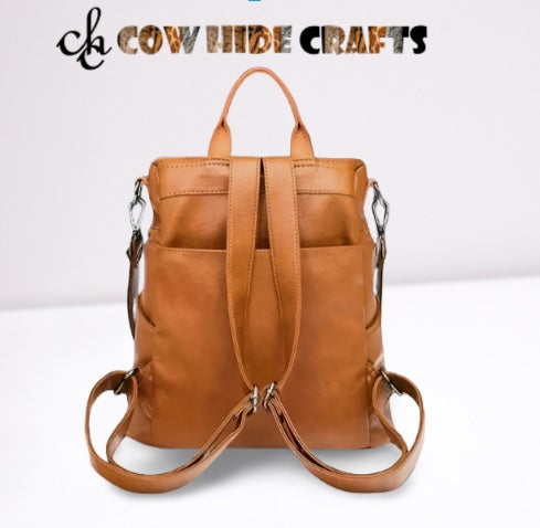 Switchable leather bags from messenger to backpack
