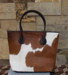 Handmade cowhide tote dual leather handles