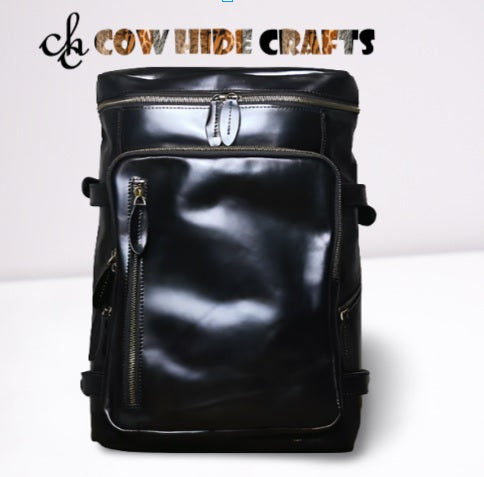 Black leather backpack