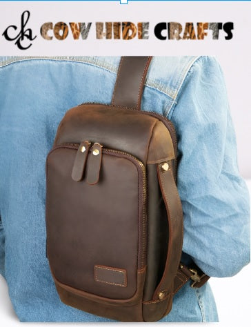 Unisex Leather Chest Bags With Top Handle