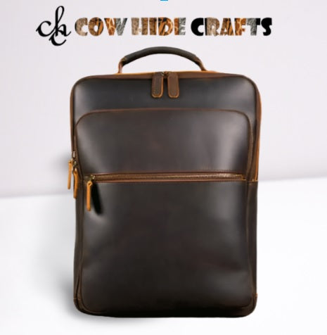 Hard Structure design leather daily wear backpack