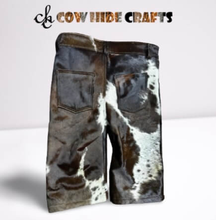 Mens hair on cowhide shorts brown white