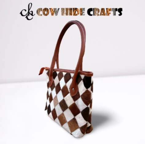 Mixed cowhide shoulder bag