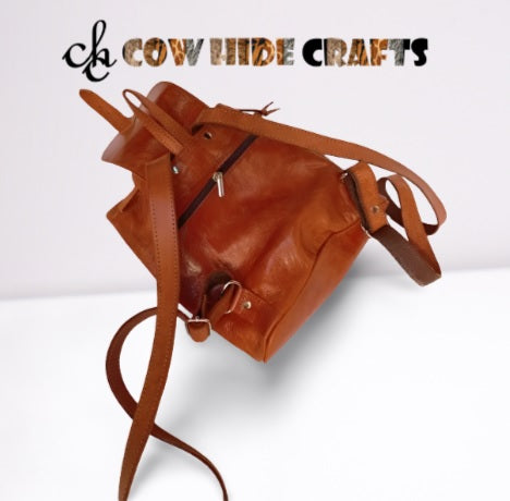Handmade square leather patches bide riding rucksack for girls.