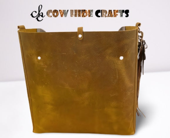 Rustic leather cowhide handbag